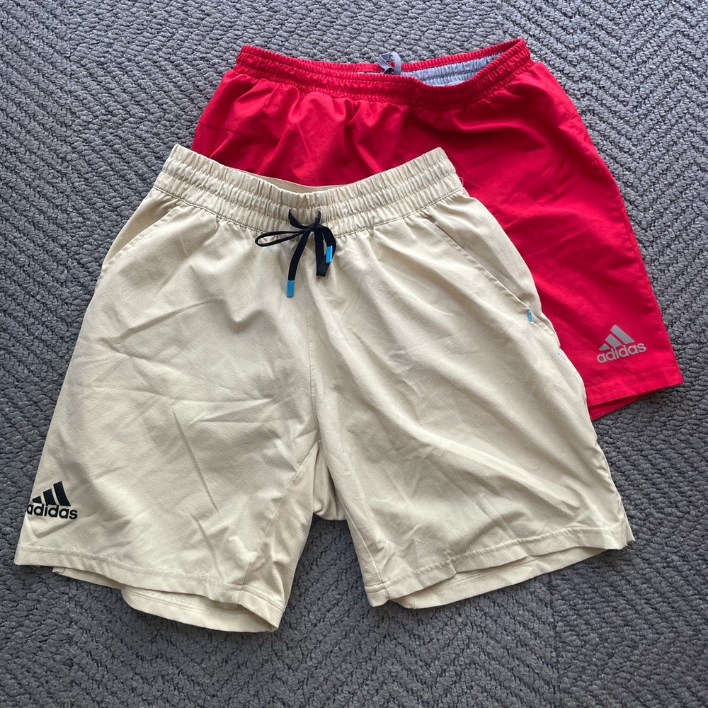 Adidas Red and Beige Shorts Set